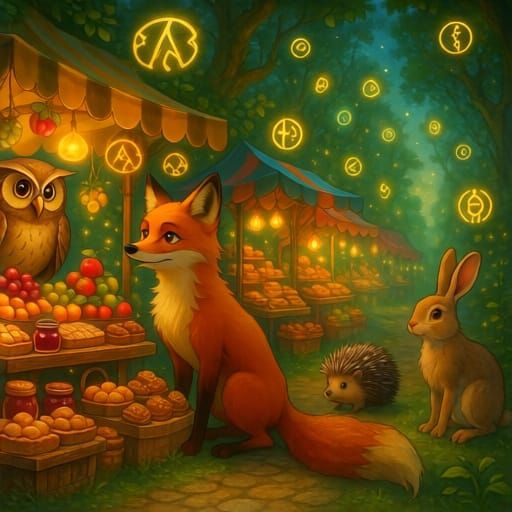 Enchanted Roadside Market with Animal Vendors