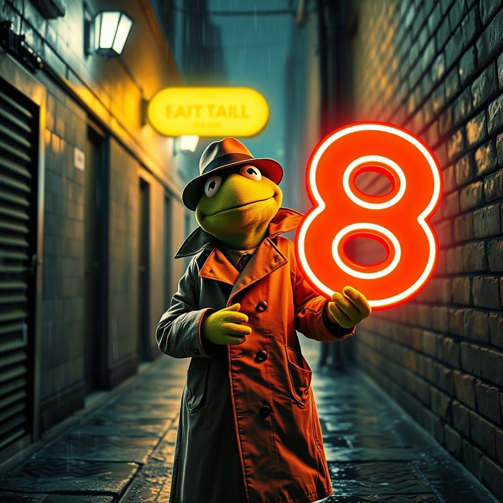 Gritty Muppet Noir Icon Cradles Mysterious Number Eight