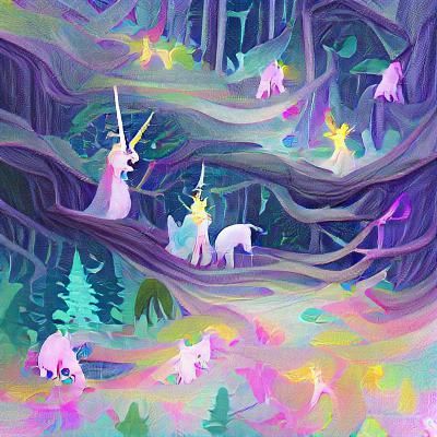 Enchanted Forest with Mythical Unicorns