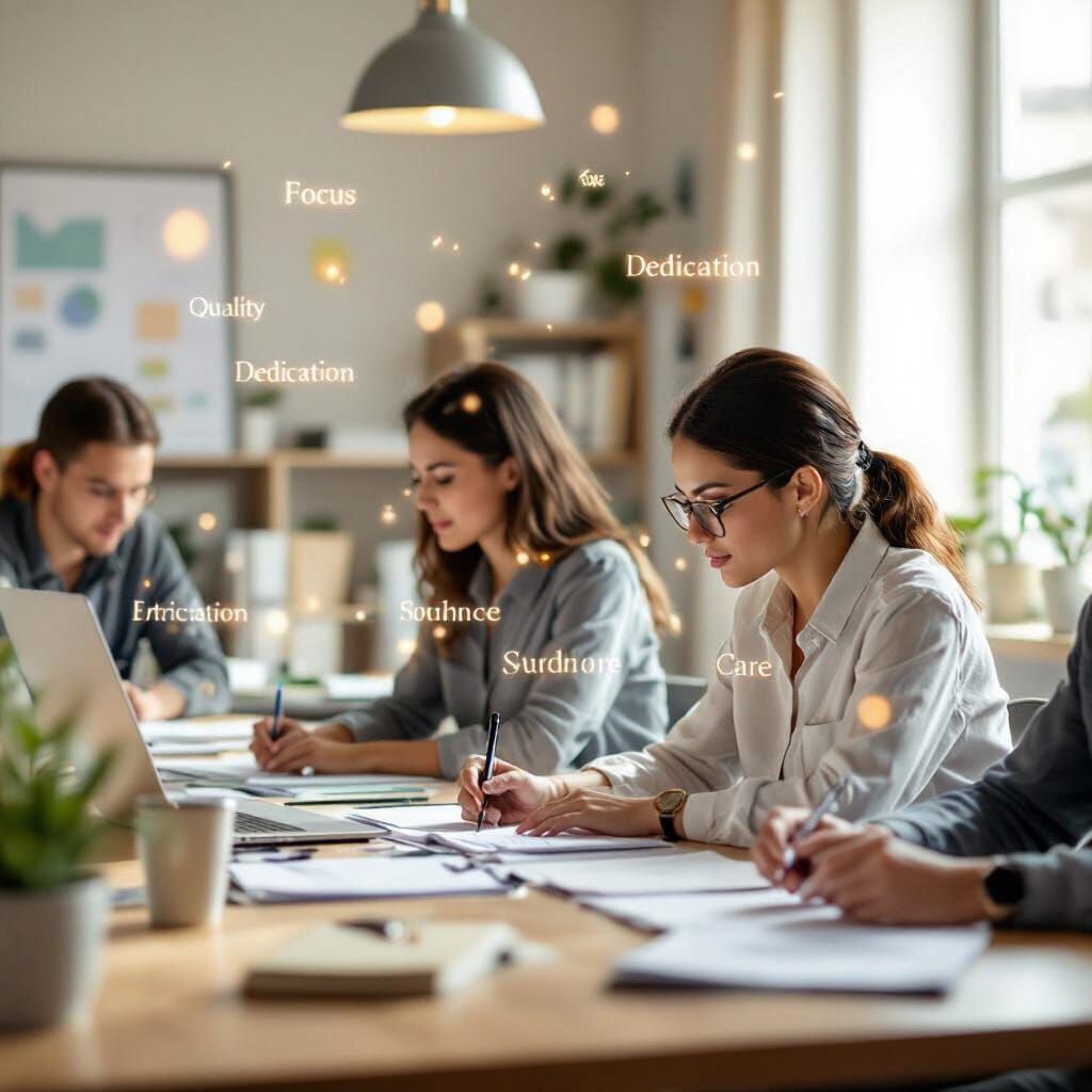 Staff Working Diligently in Educational Setting with Motivat...