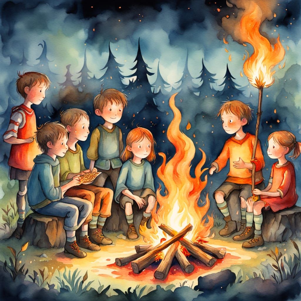 Story time around the campfire