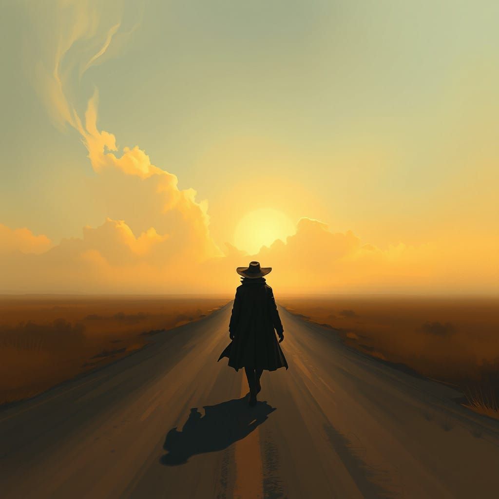 Determined Wanderer Embracing a New Dawn