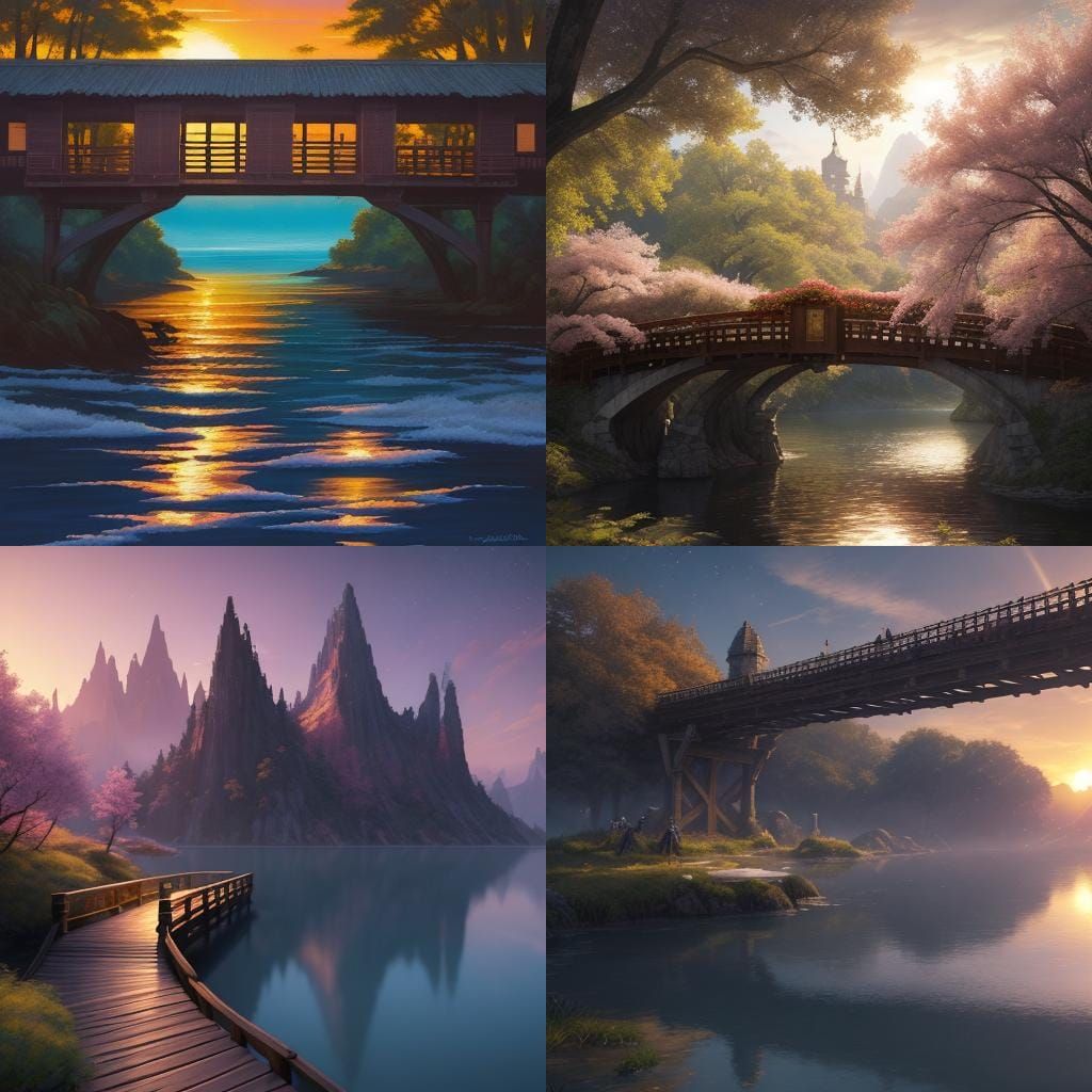 Family Embrace at Sunset: Fantasy Concept Art