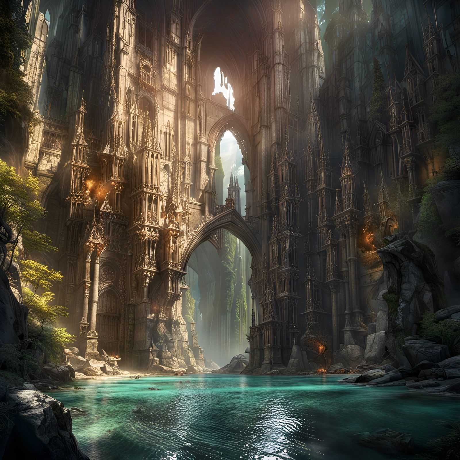 Grand Cathedral with Intricate Details: Fantasy Concept Art