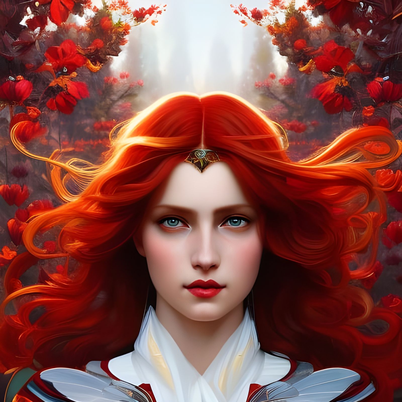 Hyper-Detailed Portrait of Red-Haired Girl in Scrap Art Styl...