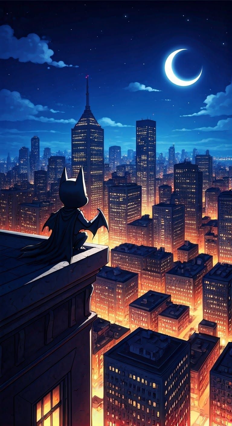 Whimsical Batman Bat Upscale in Gotham City