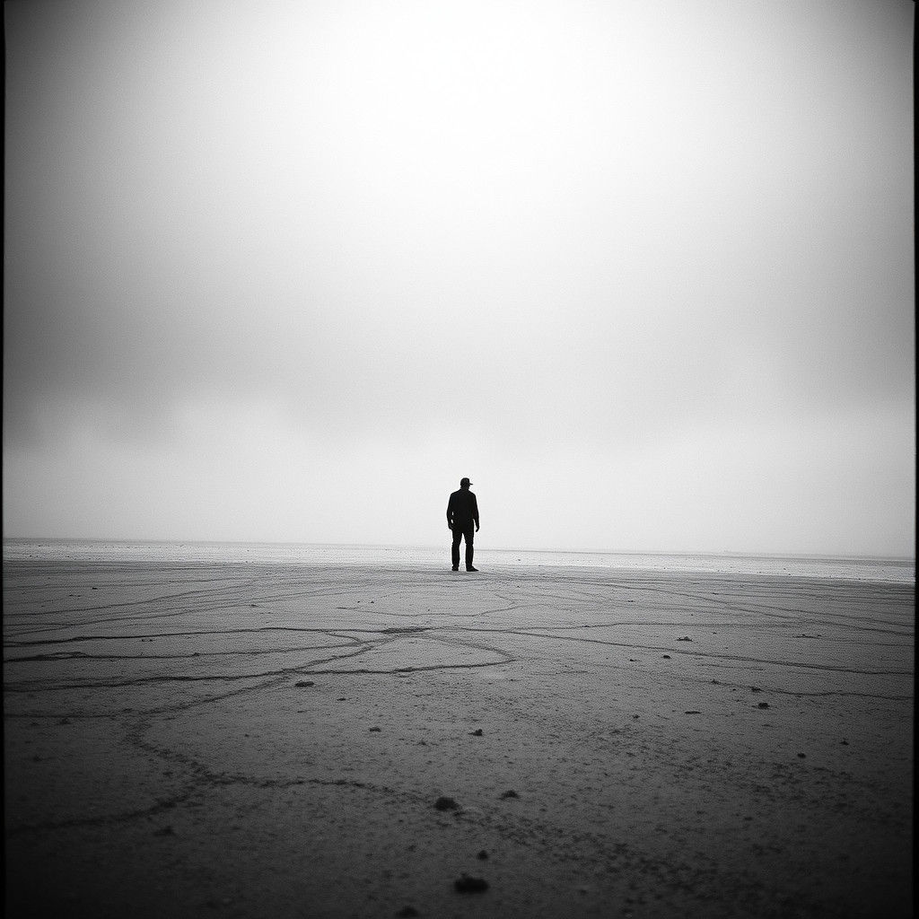 Monochrome Hero: Cinematic Still in Gritty Realism