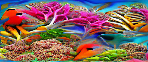 Colorful Abstract Tropical Fish in Coral Reef