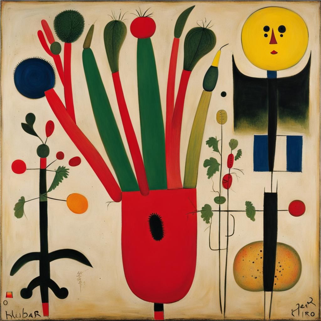 Rhubarb in the Style of Joan Miro