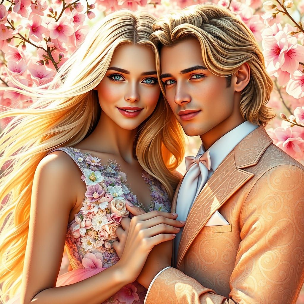 Enigmatic Couple in Spring Summer Bloom
