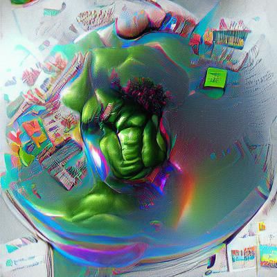 Hyperrealistic Hulk Smashes Mirror in Psychedelic Pop Art