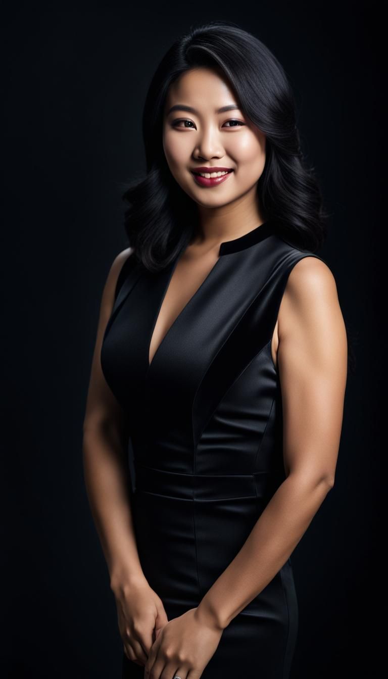 Beautiful Asian Woman Portrait in Hyperrealistic Style