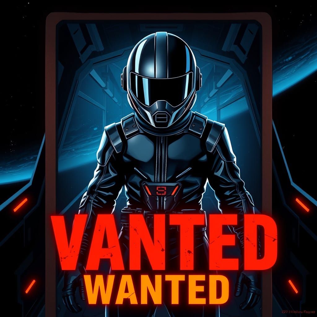 Futuristic Rebel in High-Tech Holographic Wanted Poster
