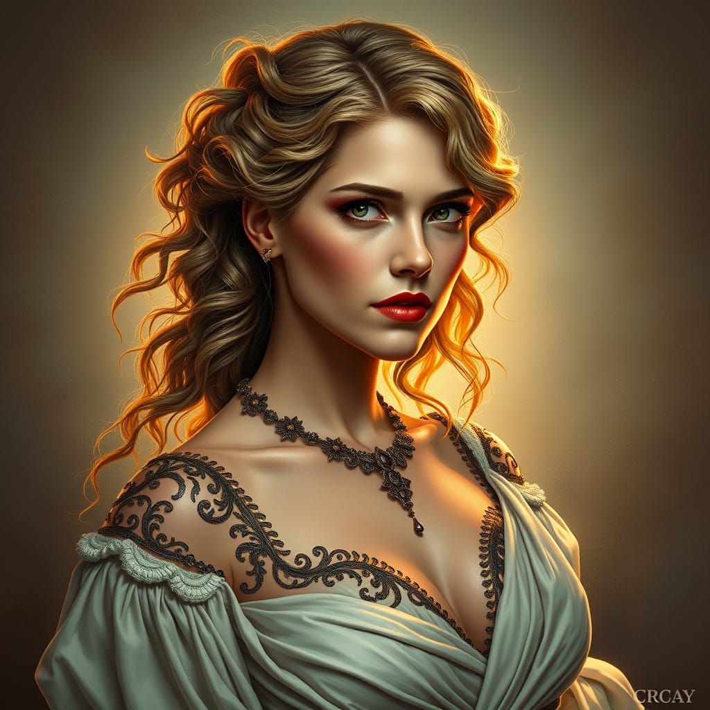 Scarlett Johansson as Enchantress Circe in Art Nouveau Style