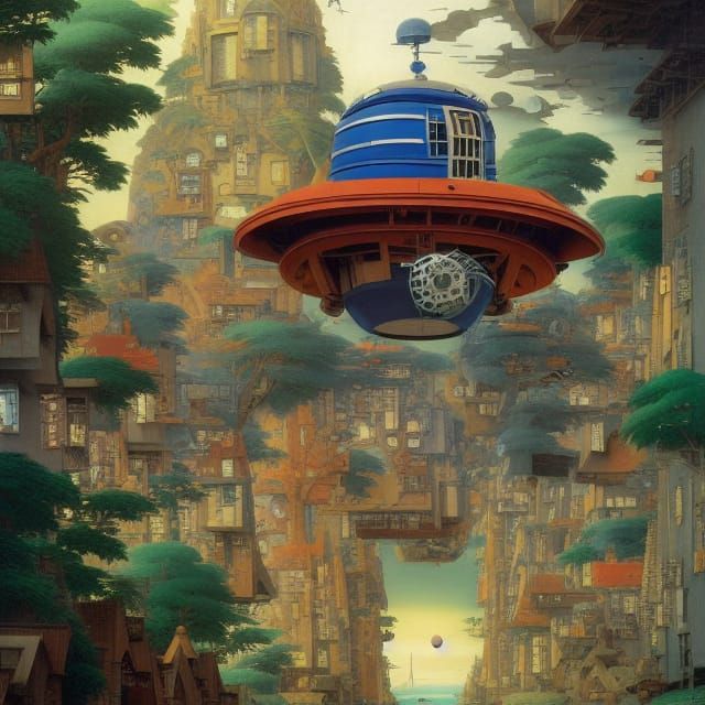 Ghibli TARDIS with Psychedelic Embroidery