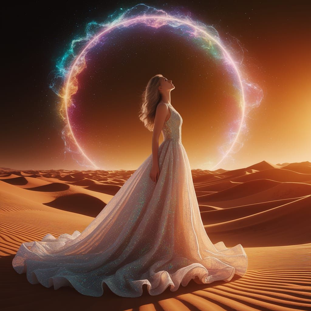 Ethereal Woman at Stargate in Alien Desert