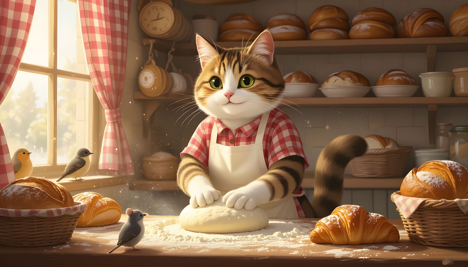 Cat Baker's Cottagecore Bakery with Storybook Charm