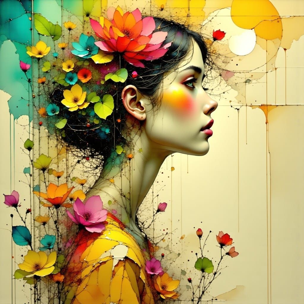 Enchanted Spring Fairy Portrait in Art Nouveau Style