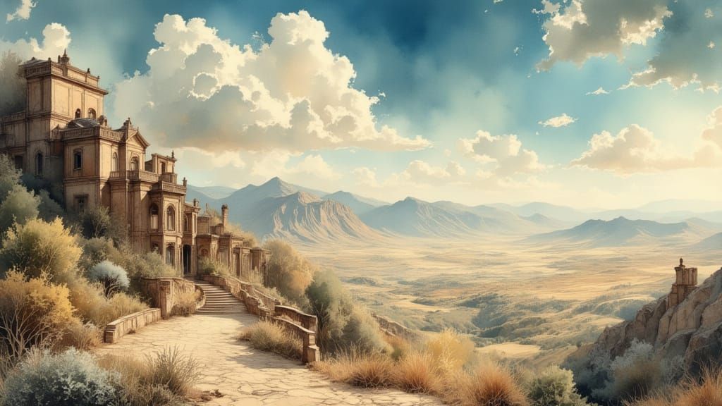 Vast Desert Landscape at High Noon