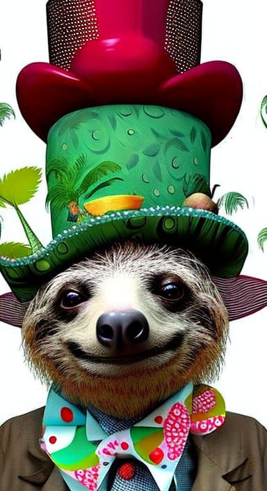 Sloth in hat
