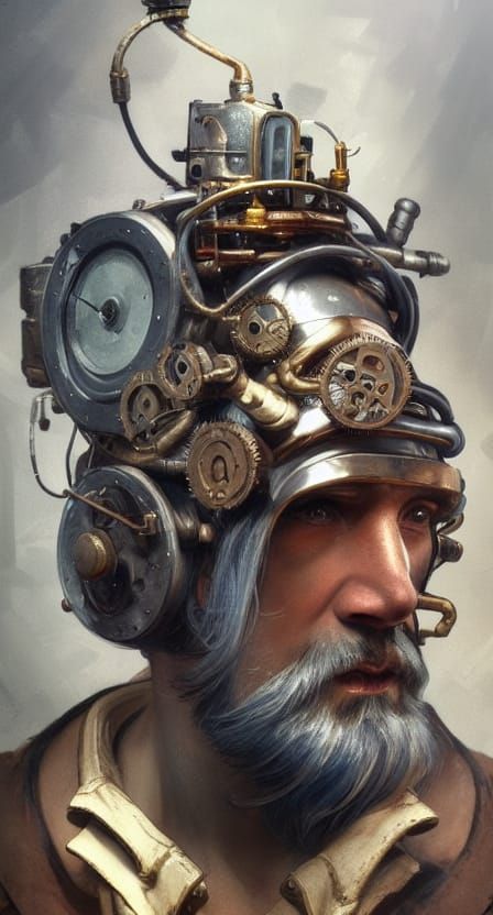 Steampunk Miner Portrait in Detailed Digital Art Style