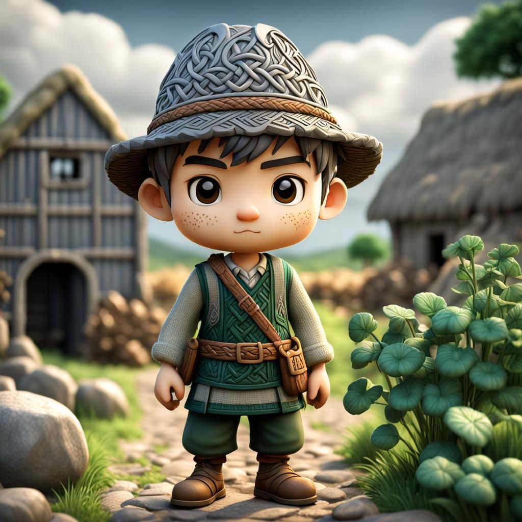 Chibi Celtic Boy Farmer in 3D
