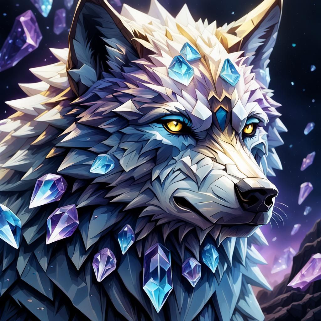 Crystalline Wolf Demands Attention: Dark Fantasy Concept Art