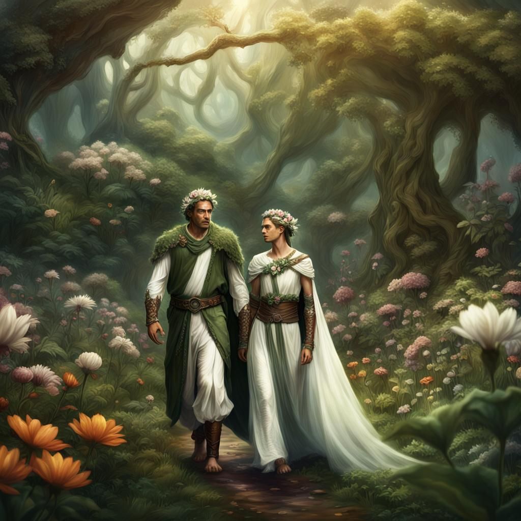 Elf Lord and Lady in Wild Garden