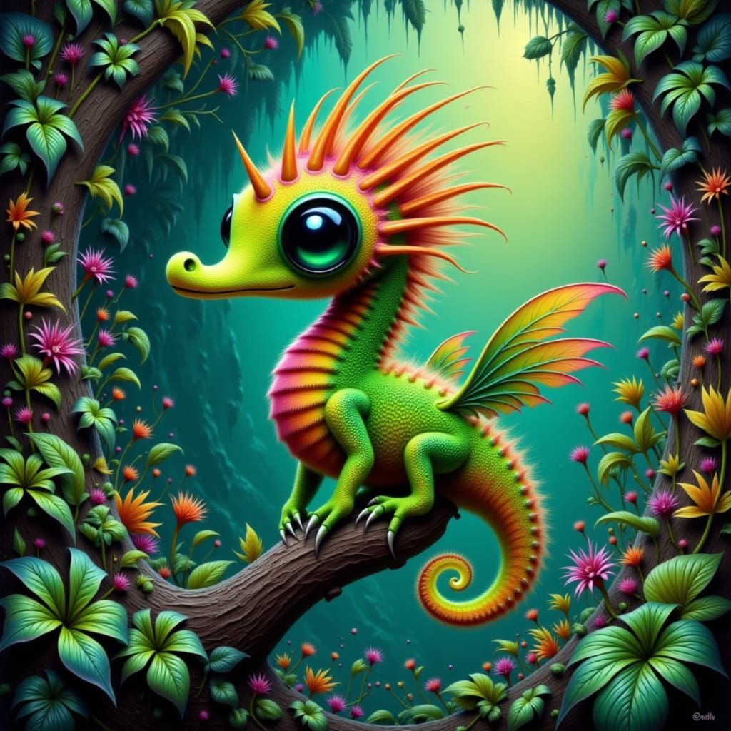Ackee-Dragon Hybrid in a Dreamlike Setting