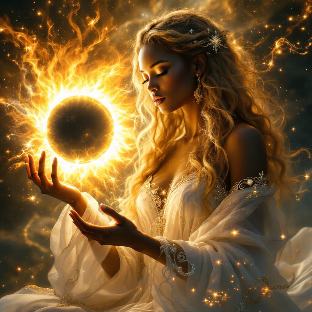 Goddess of Sun and Moon Creates a Solar Eclipse