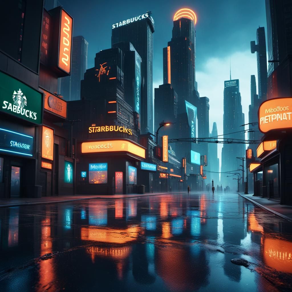 Cyberpunk Cityscape on Desolate Planet in Neon Style