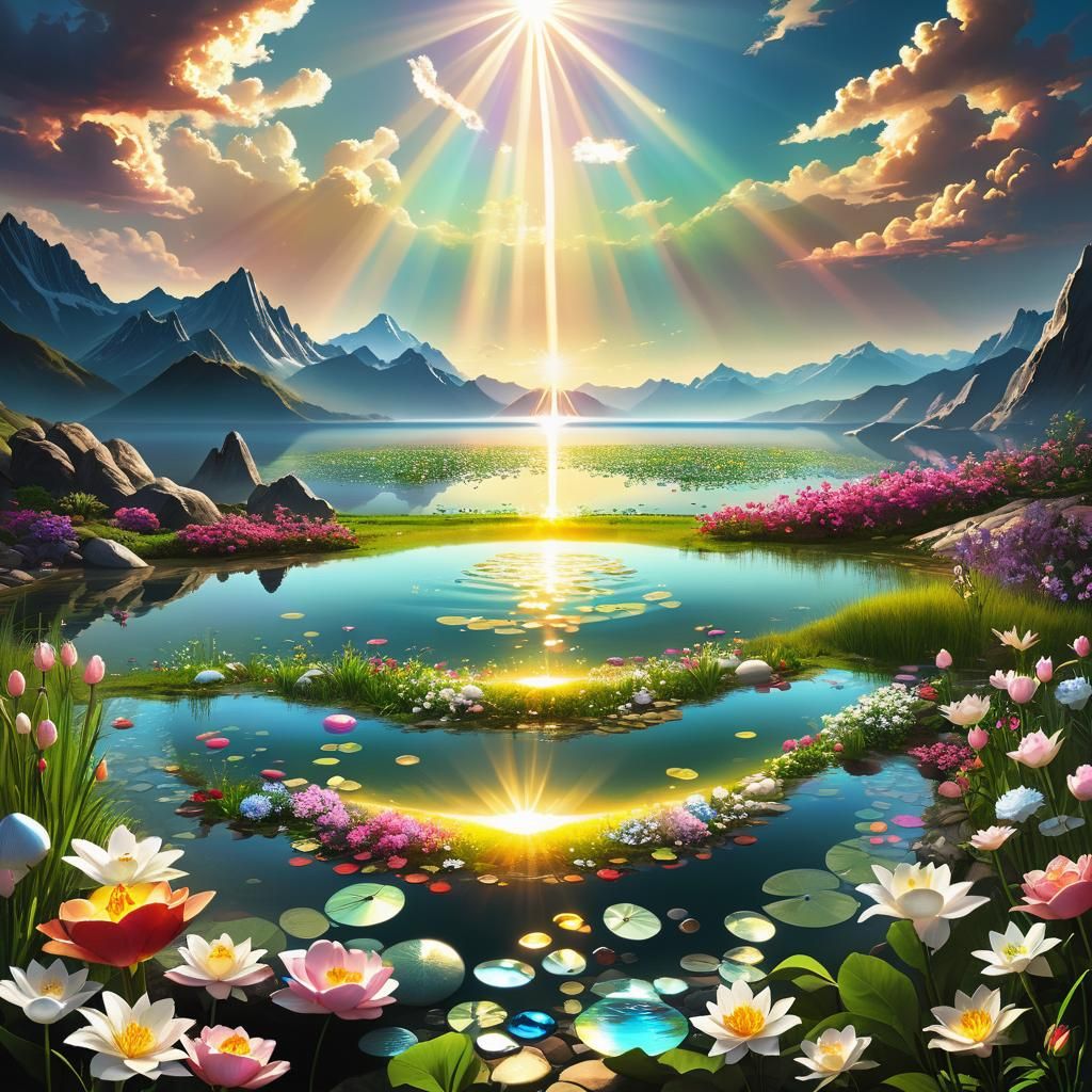 Ethereal Valley Oasis in Vibrant Colors