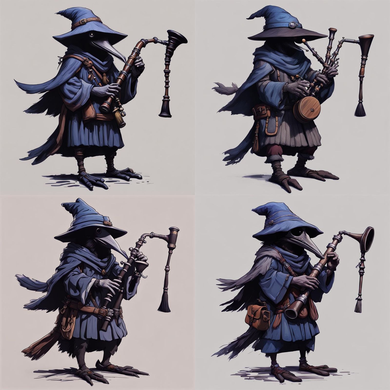 Kenku Bard Plays Bagpipes: Fantasy Concept Art