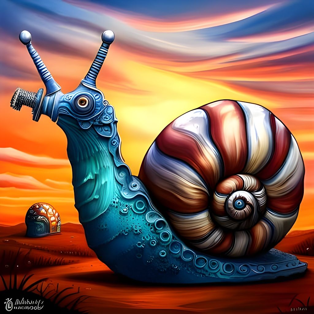 Dieselpunk Snail with Gas Mask in Hyperrealistic Detail