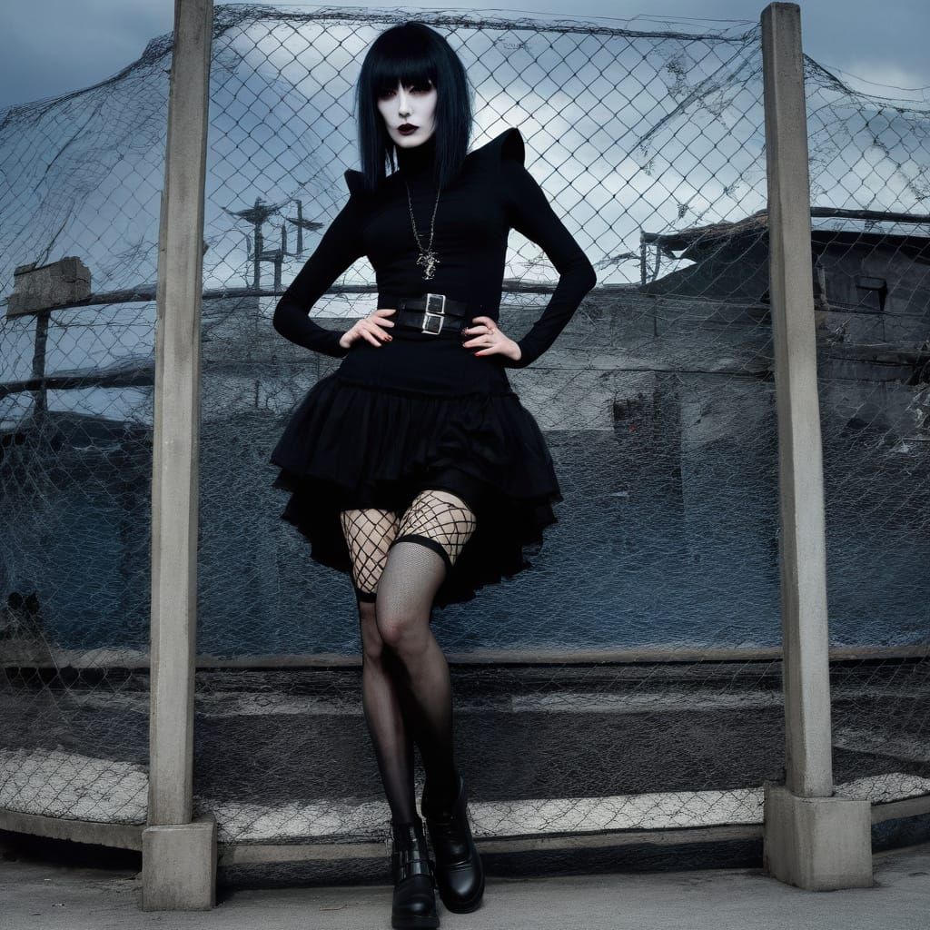 Gothic Cross-Dresser in Dystopian Subway: Jirai Kei Style