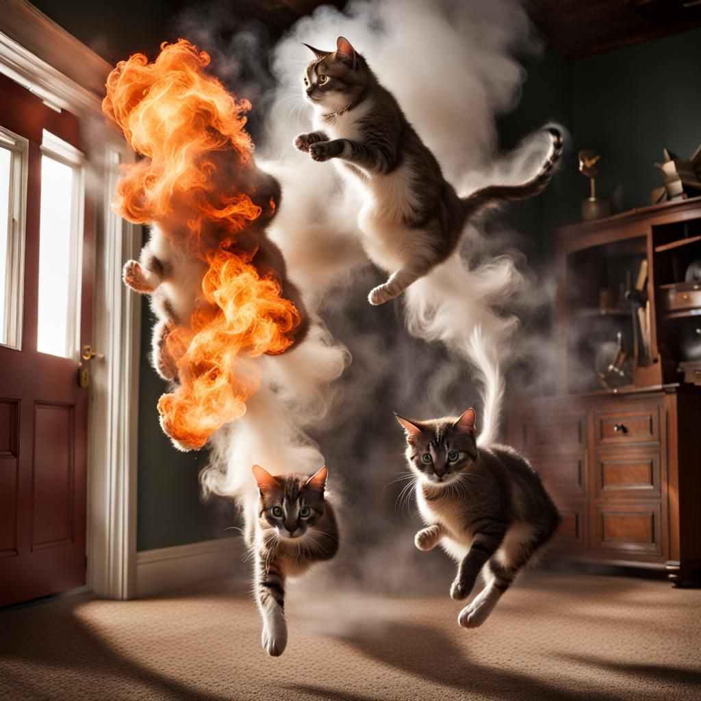 Smoked Cats Exploding a House with Smoke