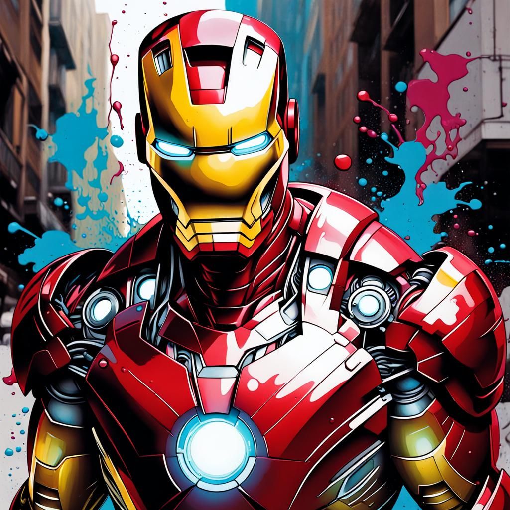 Iron-Man in Graffiti Splash Art Style