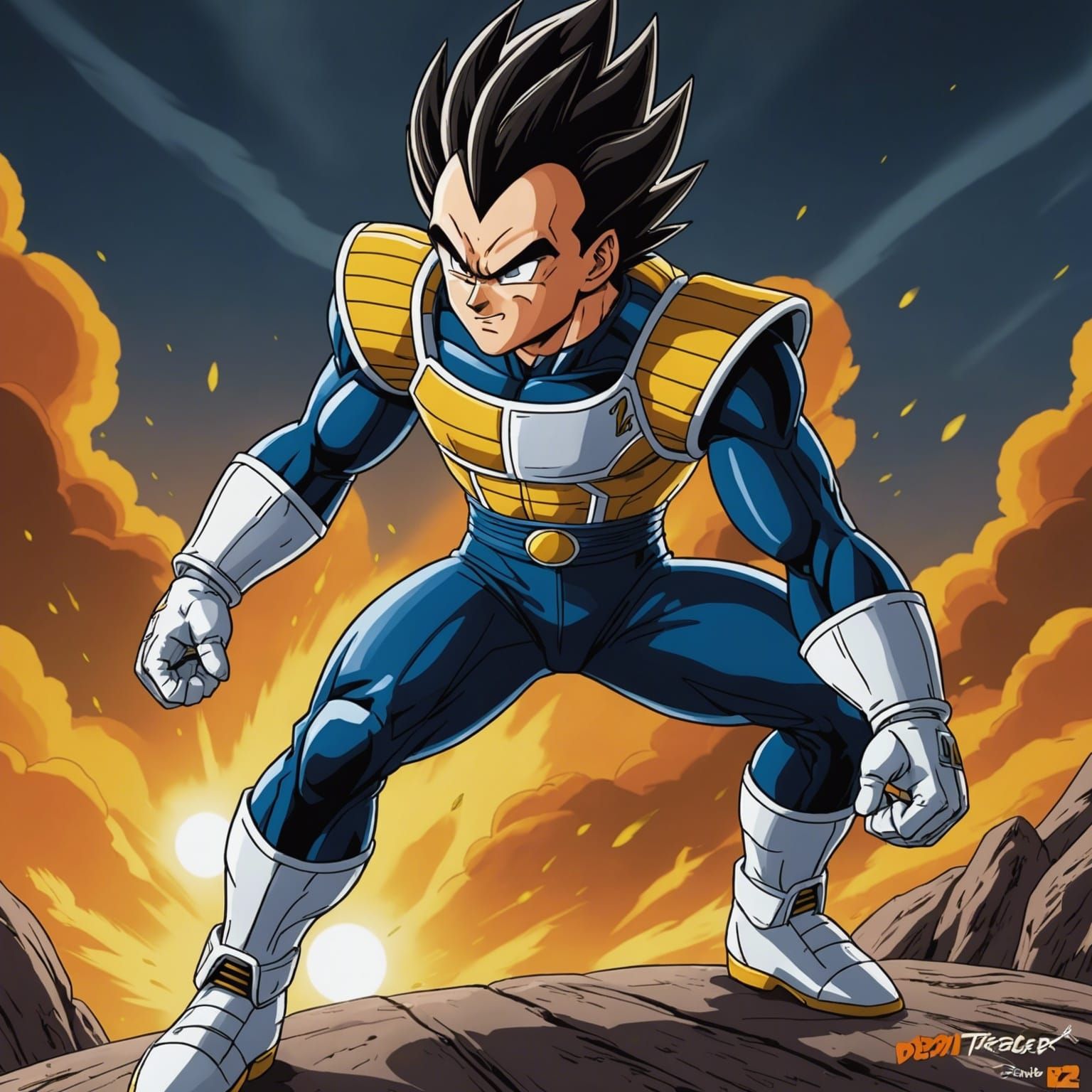 Vegeta in Leather Pants: Cel-Shaded Anime Art