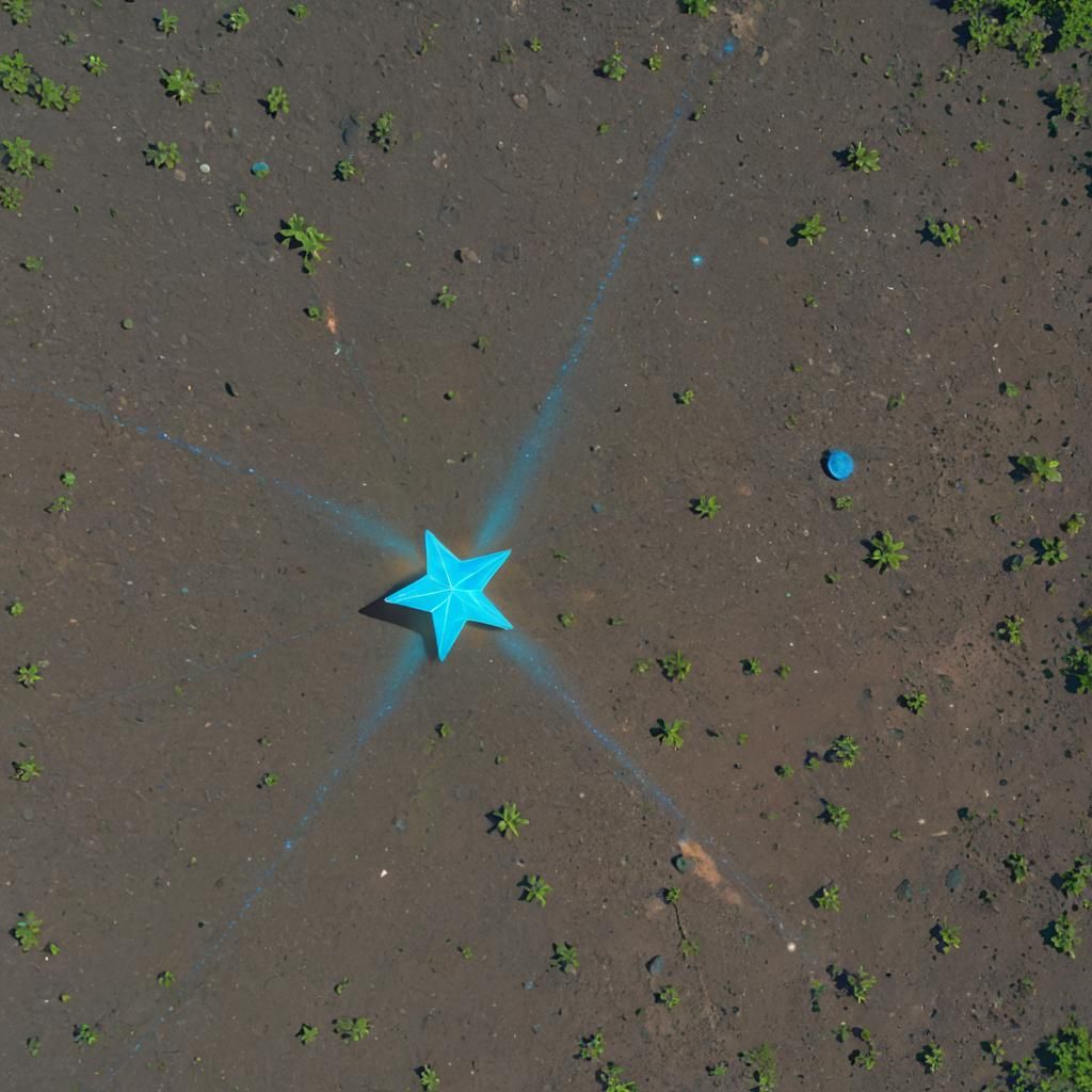 Glowing Sky-Blue Star in 3D Anime Art Style