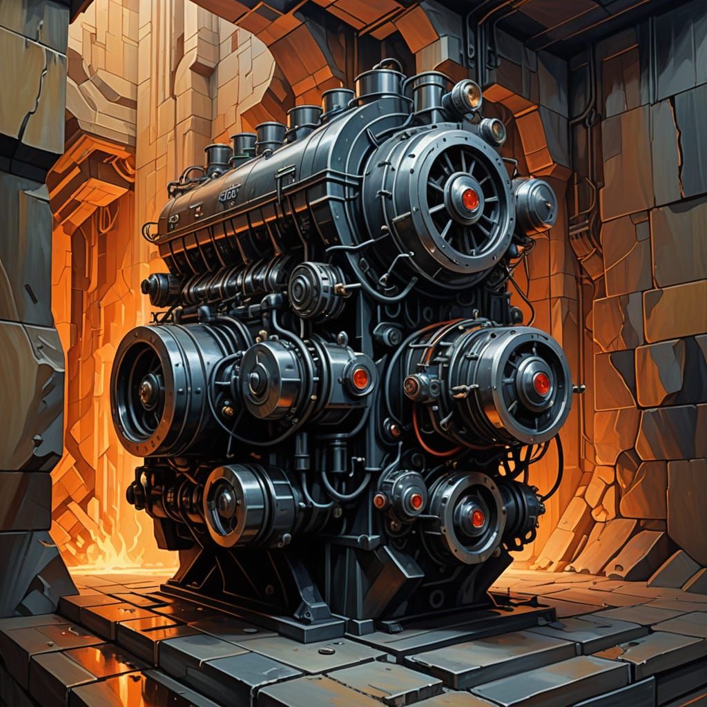 Cubist Neo-Cubism Heat Chamber in Haunted Realm Style