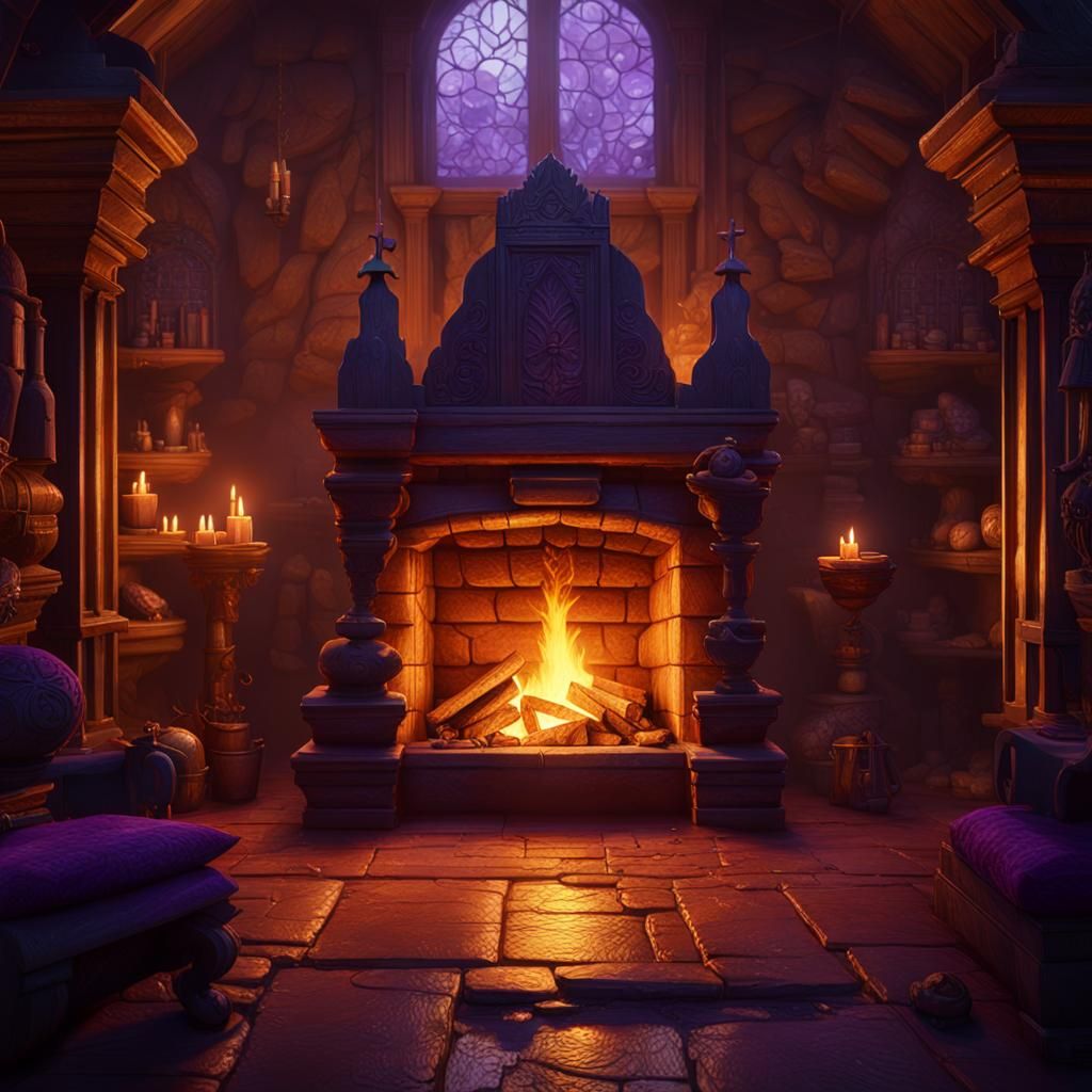 a sanctuary bathed in the warm glow of a crackling fireplace.