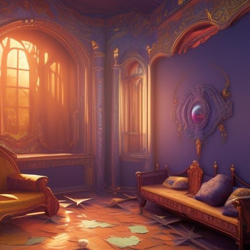 Fantastical Dream Room in Detailed Matte Painting
