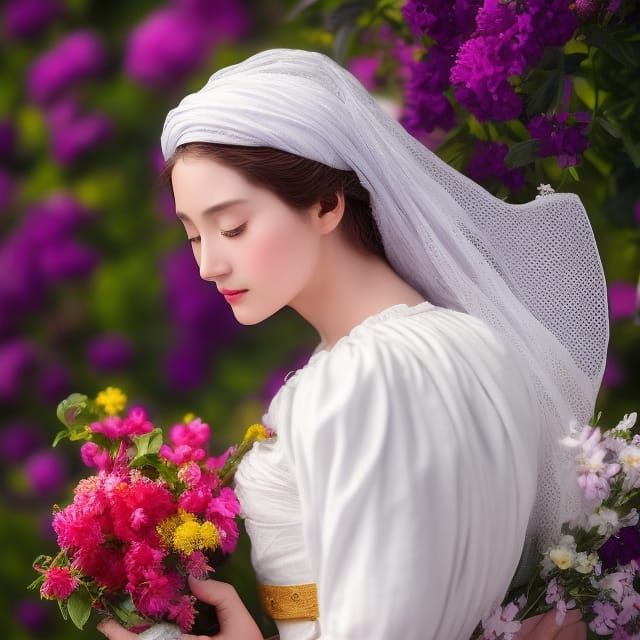 Medieval Flower Seller in a Fantasy Illustration Style