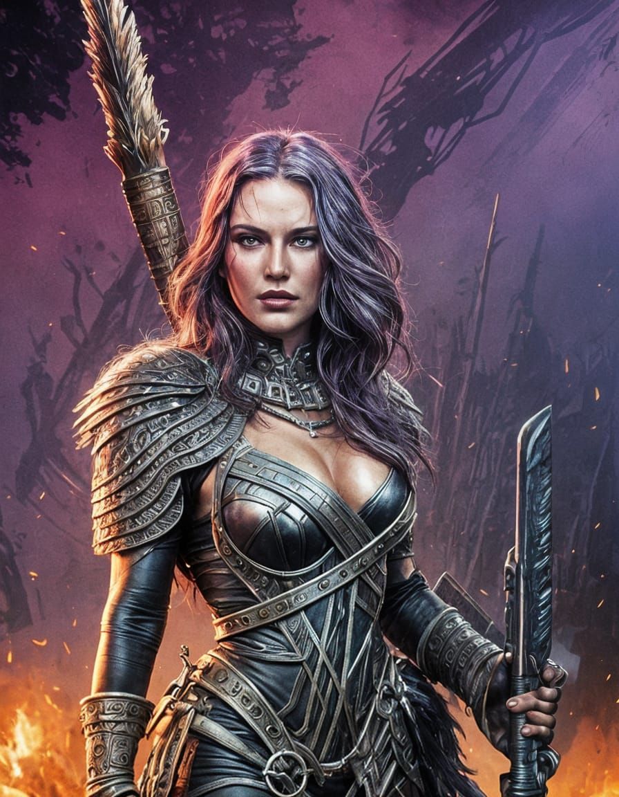 Barbarian Queen Concept Art in Dieselpunk Style