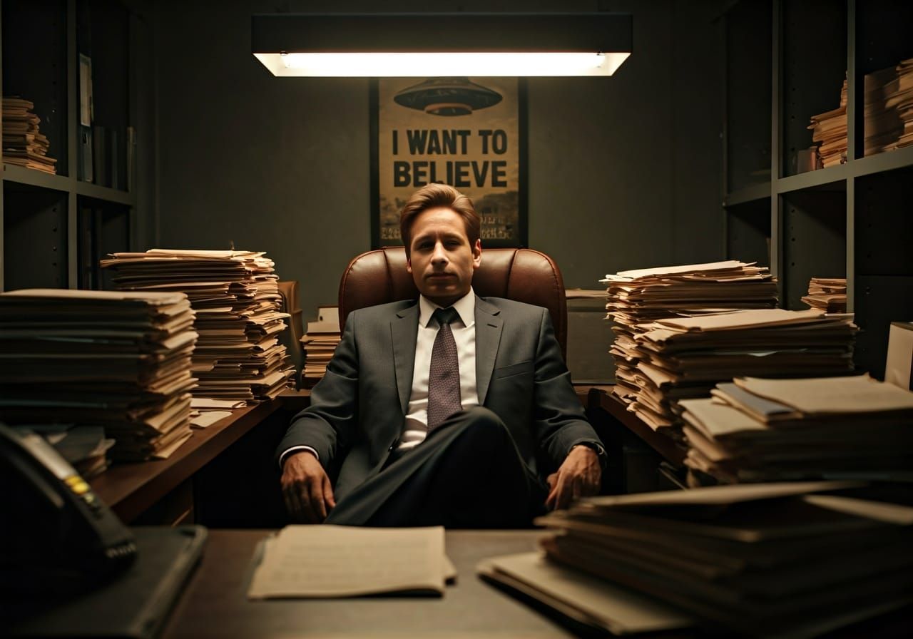 Fox Mulder Relaxing in His Iconic Office