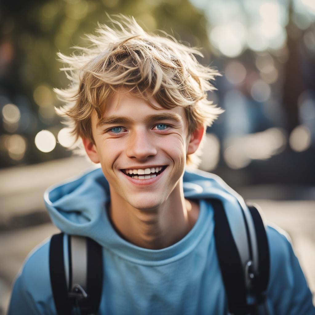 Blond Boy with Blue Eyes: Professional Portrait
