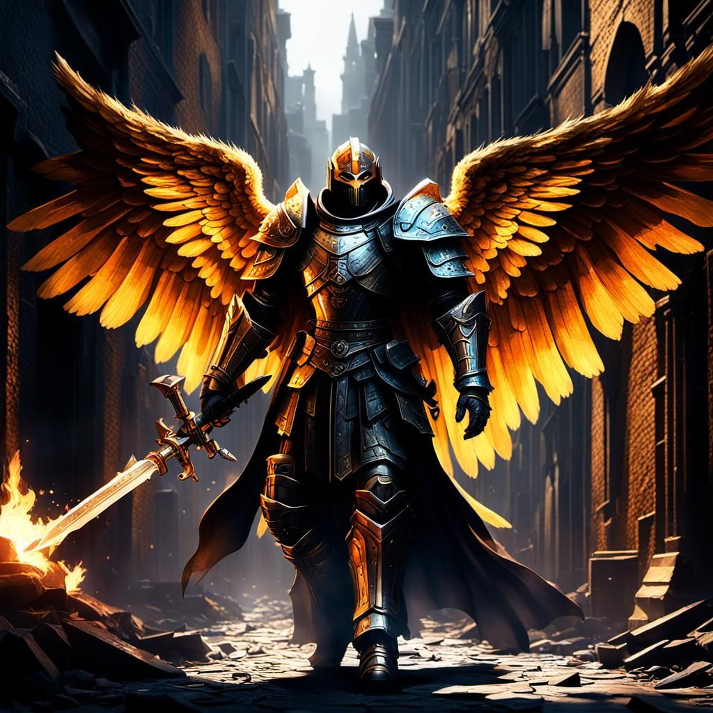 Renaissance Angel Disrupts Spirits With Light and Fire