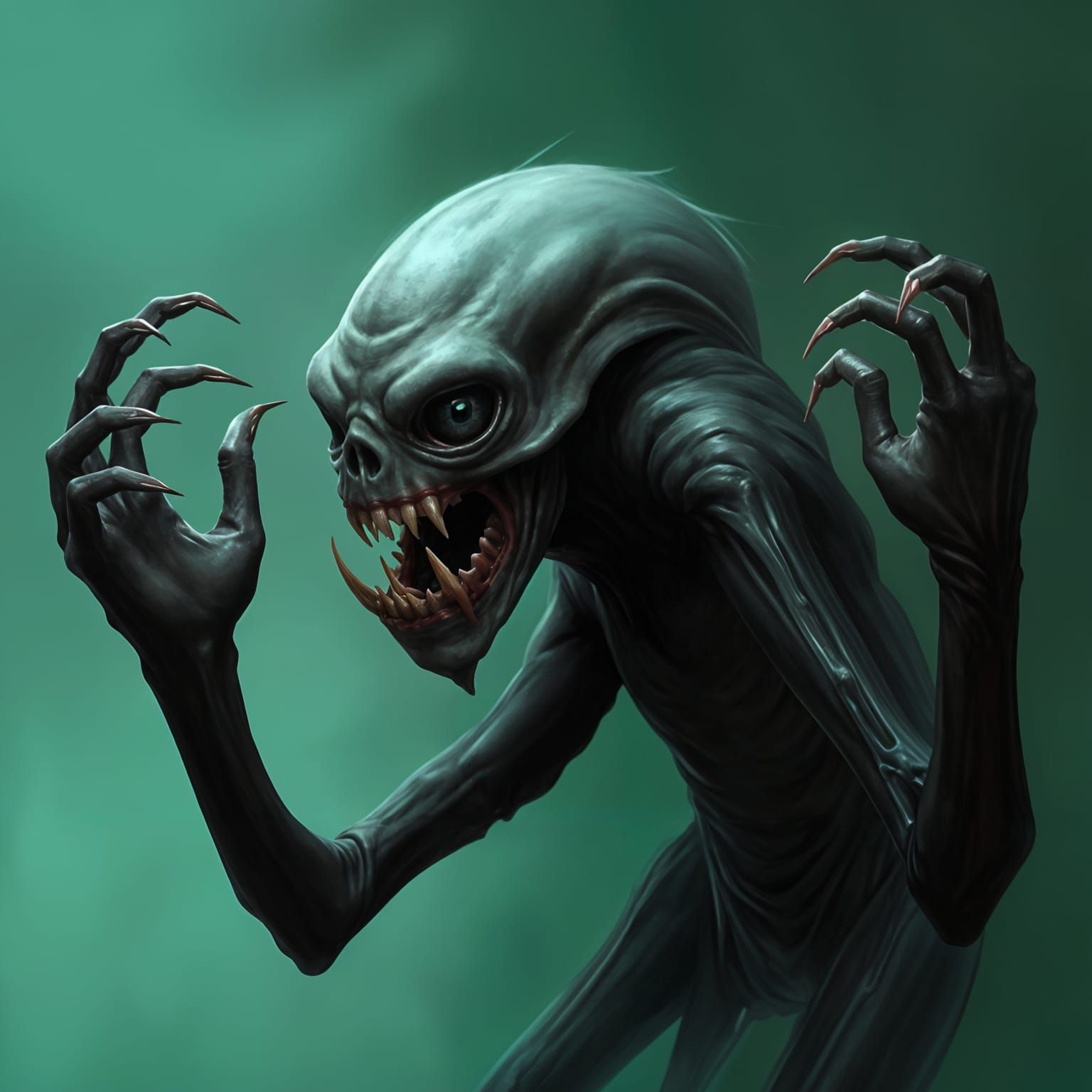 Fearsome Ghostly Creature in Darkened Landscape