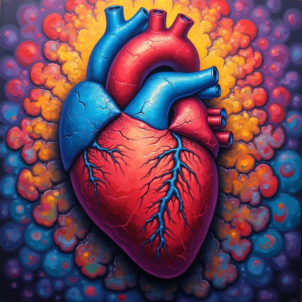 Vibrant Heart Illusion in Op Art Style