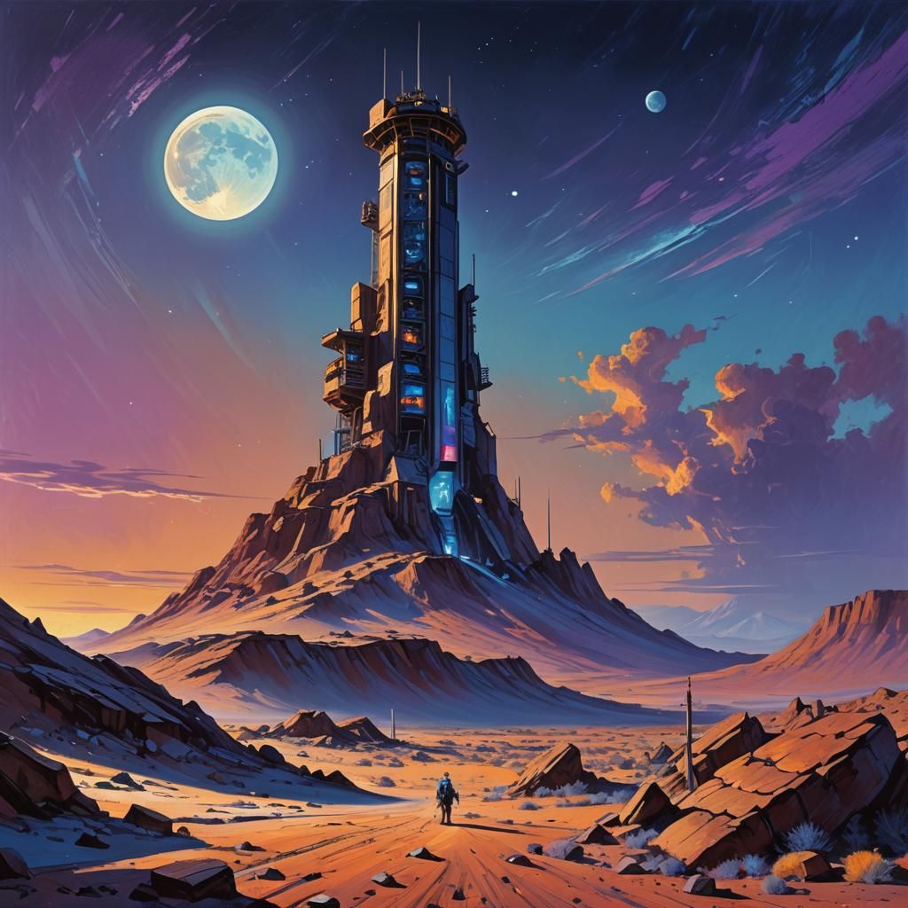 Futuristic Moon Base: American Enfield Tower Concept Art